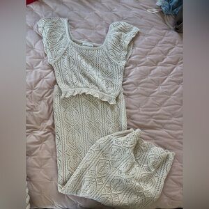Freshman Ivory Knit Lace Top